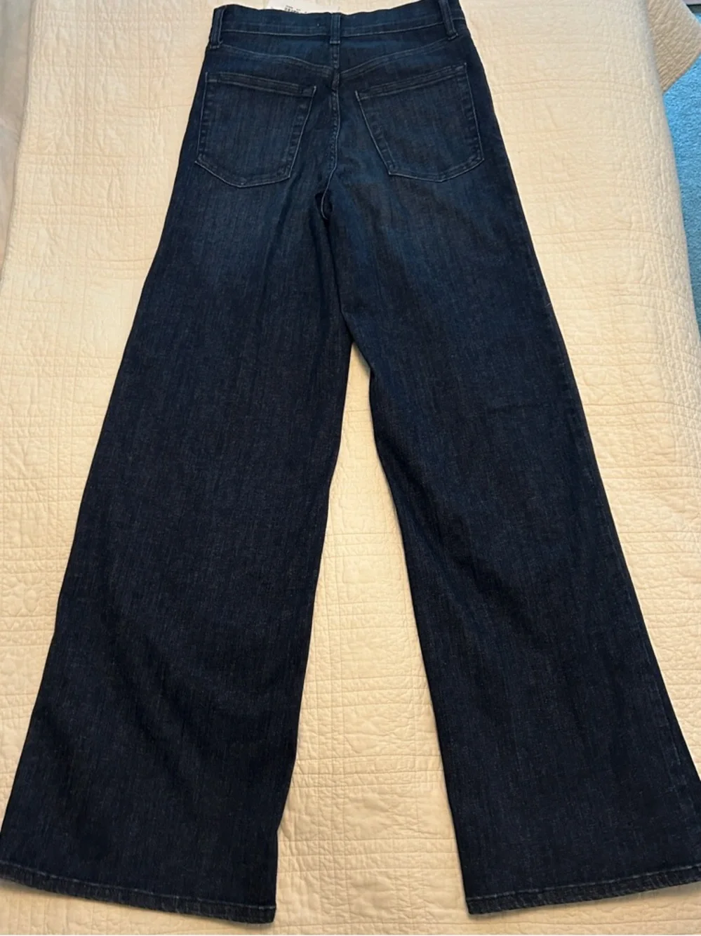 NWT FRAME Le Slim Palazzo High-Rise Wide-Leg Deep Blue Wash Jeans.